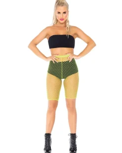 Leg Avenue Yellow Industrial Net Biker Shorts Cheap